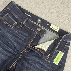 St. John's Bay Bermuda Shorts Womens 10 Blue Denim Mid Rise Easy Fit Stretch